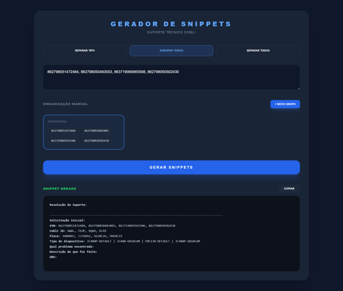 snippets agrupados